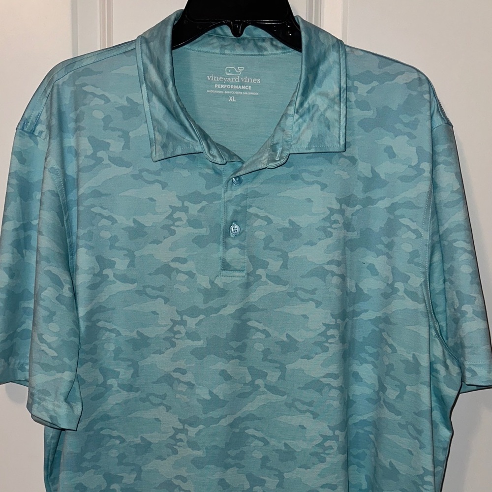 Vineyard Vines Men's Aqua Camo Polo Shirt - Size XL